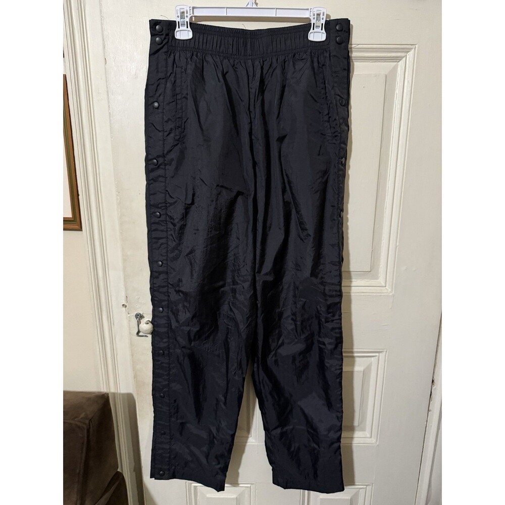 USA Olympics Snap Side Windbreaker Pants Womens L/G Black Vintage Athletic